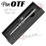 Gray OTF Pen Knife Automatic Switchblade Hidden Dagger - Silver Gray Spare Ink