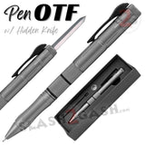 Gray OTF Pen Knife Automatic Switchblade Hidden Dagger - Silver Blade Grey