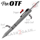 Gray OTF Pen Knife Automatic Switchblade Hidden Dagger - Silver Blade Grey