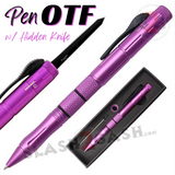 Purple OTF Pen Knife Automatic Switchblade Hidden Dagger - Black Blade