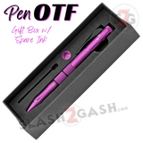 Purple OTF Pen Knife Automatic Switchblade Hidden Dagger - Spare Ink Cartridge Gift Box