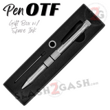 Silver OTF Pen Knife Automatic Switchblade Hidden Dagger - Spare Ink Cartridge Gift Box