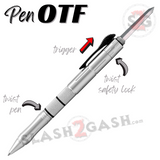 Silver OTF Pen Knife Automatic Switchblade Hidden Dagger - Double Edge Blade