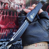 OTF Knife D2 Black Phantom Automatic Switchblade CNC T6061 Delta Force Knives - Tanto Plain Edge Slash2Gash S2G