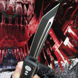 Slash2Gash OTF Knife D2 Black Phantom Automatic Switchblade CNC T6061 Delta Force Knives - Tanto Plain Edge