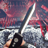 OTF Knife D2 Black Phantom Automatic Switchblade CNC T6061 Delta Force Knives - Double Edge Spartan