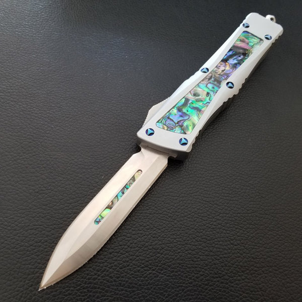 Dark Knight Custom D2 OTF Knife Abalone Inlays S2G Tactical