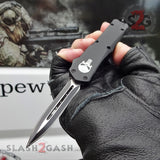 Delta Force Punisher Skull OTF Knife Small 7" Automatic Black Switchblade - Double Edge Plain