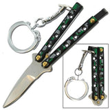 Quicky Keychain Butterfly Knife Mini Novelty Balisong - Camouflage