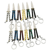 Quicky Keychain Butterfly Knife Mini Novelty Balisong - 9 colors Marbled Red Green Blue Black Silver Gold Copper Bronze Camo