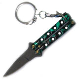 Quicky Keychain Butterfly Knife Mini Novelty Balisong - Marbled Green