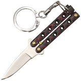 Quicky Keychain Butterfly Knife Mini Novelty Balisong - Marbled Red