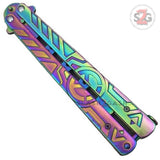 Rainbow Fade Training Butterfly Knife Dull Balisong w/ Spring Latch