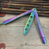 Spider Butterfly Knife Rainbow TRAINER Dull Balisong w/ Spring Latch