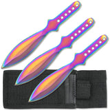 6" Throwing Knife Set 3 PC Perfect Point Thrower Knives Titanium Rainbow