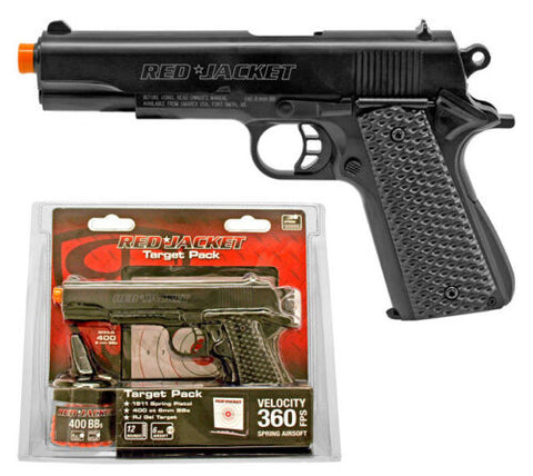 RED JACKET Airsoft Pistol 1911 Handgun Set w/ Gel Target Pack