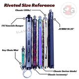 Cheap Butterfly Knives for Sale! JUMBO Giant 10" Balisong 5 Hole Pattern - 6 colors Size Chart