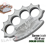 Supreme Irish Dalton Global Brass Knuckles Spiked Paperweight - Silver Chrome Licensed Robbie Dalton Knucks Heavy Duty Steel Buckle Duster