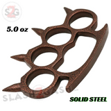 Rounded Spike Knuckle Duster Paper Weight - Pitted Copper