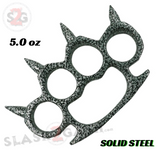 Rounded Spike Knuckle Duster Paper Weight - Pitted Silver