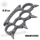 Rounded Spike Knuckle Duster Paper Weight - Pitted Silver