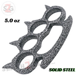 Rounded Spike Knuckle Duster Paper Weight - Pitted Silver