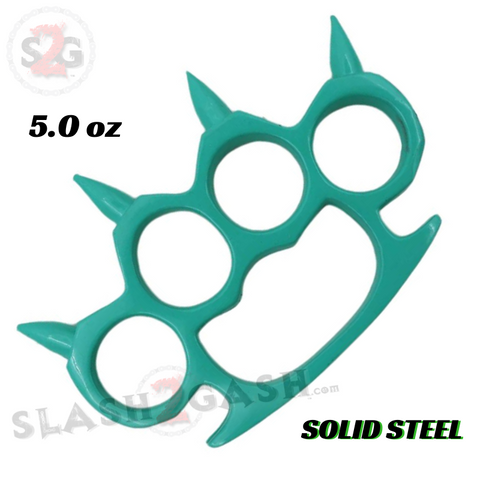 Rounded Spike Knuckle Duster Paper Weight - Teal