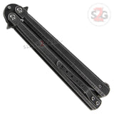 Stonewash Butterfly Knife Plain Edge Balisong w/ Spring Latch