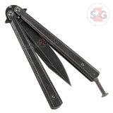 Stonewash Butterfly Knife Plain Edge Balisong w/ Spring Latch