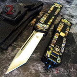 S2G Tactical OTF Knife Abalone Switchblade w/ Silver Tanto Plain Edge - Black Scarab D/A Automatic