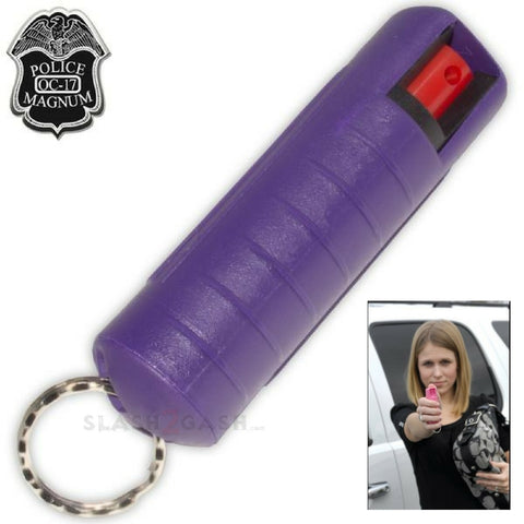 Pepper Spray 1/2 Ounce OC-17 with Clip and Keychain - Purple