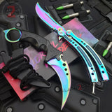 Titanium Rainbow 2pc Set CSGO Butterfly Knife + Elite Karambit CS:GO Counter Strike SHARP