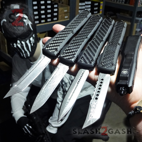 S2G Tactical Shadow OTF Knife Carbon Fiber Switchblade CNC T6061 - REAL Damascus!