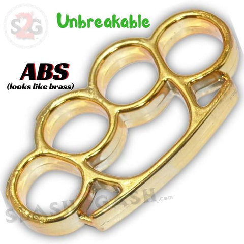 ABS Plastic Knuckles Unbreakable Lexan Paperweight (faux brass) Belt Buckle - Gold, lightweight