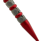 Skull Kubotan Keychain Ninja Weapon Self Defense Stick - Red with Gray Skulls