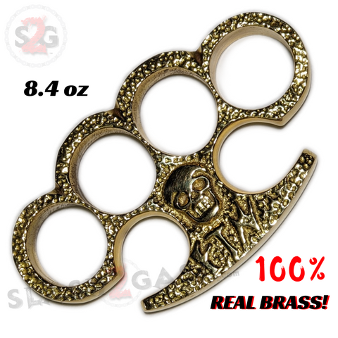 Spiked Real Brass Knuckle Duster Paperweight 6.5oz - Large Fingers, Slash2Gash