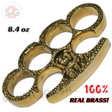 FTW Skeleton Real Brass Knuckle Duster Skull Paperweight F*** The World