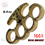 FTW Skeleton Real Brass Knuckle Duster Skull Paperweight F*** The World