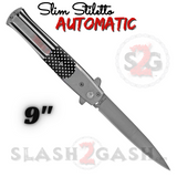 Blue Line Flag Automatic Stiletto Switchblade Knives Pearl Slim Pocket Knife Silver Blade