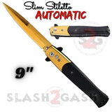 Black Ebony Wood Automatic Stiletto Switchblade Knives Pearl Slim Pocket Knife Gold Blade