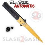 Black Ebony Wood Automatic Stiletto Switchblade Knives Pearl Slim Pocket Knife Gold Blade