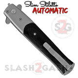 Black Ebony Wood Automatic Stiletto Switchblade Knives Pearl Slim Pocket Knife Silver Blade