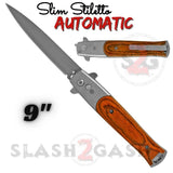 Rosewood Automatic Stiletto Switchblade Knives Pearl Slim Pocket Knife Silver Blade