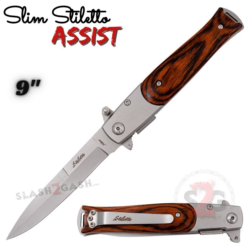 Slim Stiletto Assist Knife Italian Style Milano 9