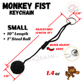Black Monkey Fist Keychain Small Self Defense 1" Steel Ball Survival Paracord Adjustable Knot