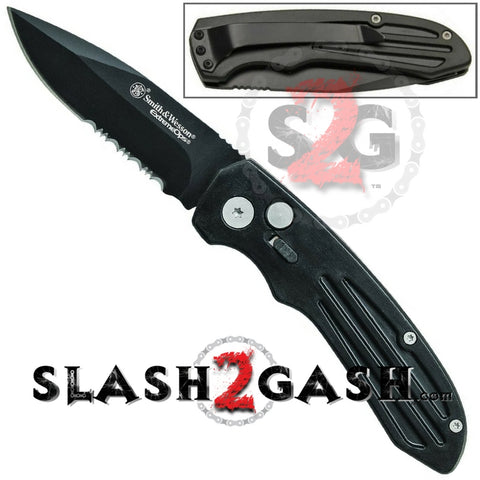 Smith & Wesson Extreme Ops Black Automatic Knife - Serrated SW50BS