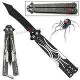Black Widow Butterfly Knife Spider Webslinger Lightweight Balisong - Recurve Slash2Gash S2G