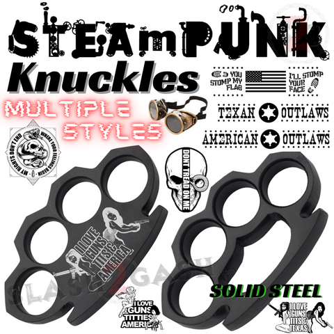 SteamPunk Knuckles Black Solid Steel Paper Weight -  Large Knuckle Duster Heavy THICK Metal