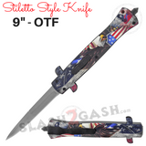 Stiletto OTF Knives Automatic Knife American Flag USA Eagle Shield