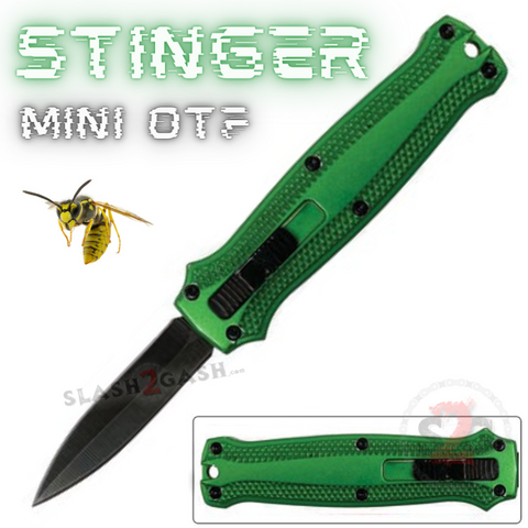 Green Mini OTF California Legal Knife Small Automatic Switchblade Key Chain Knives - Stinger